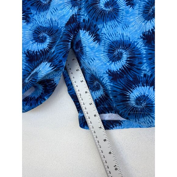 Bonni Beemers Mens Large Blue Tie-Dye Swim Shorts With Elastic Waist & Drawstrin - Picture 6 of 7